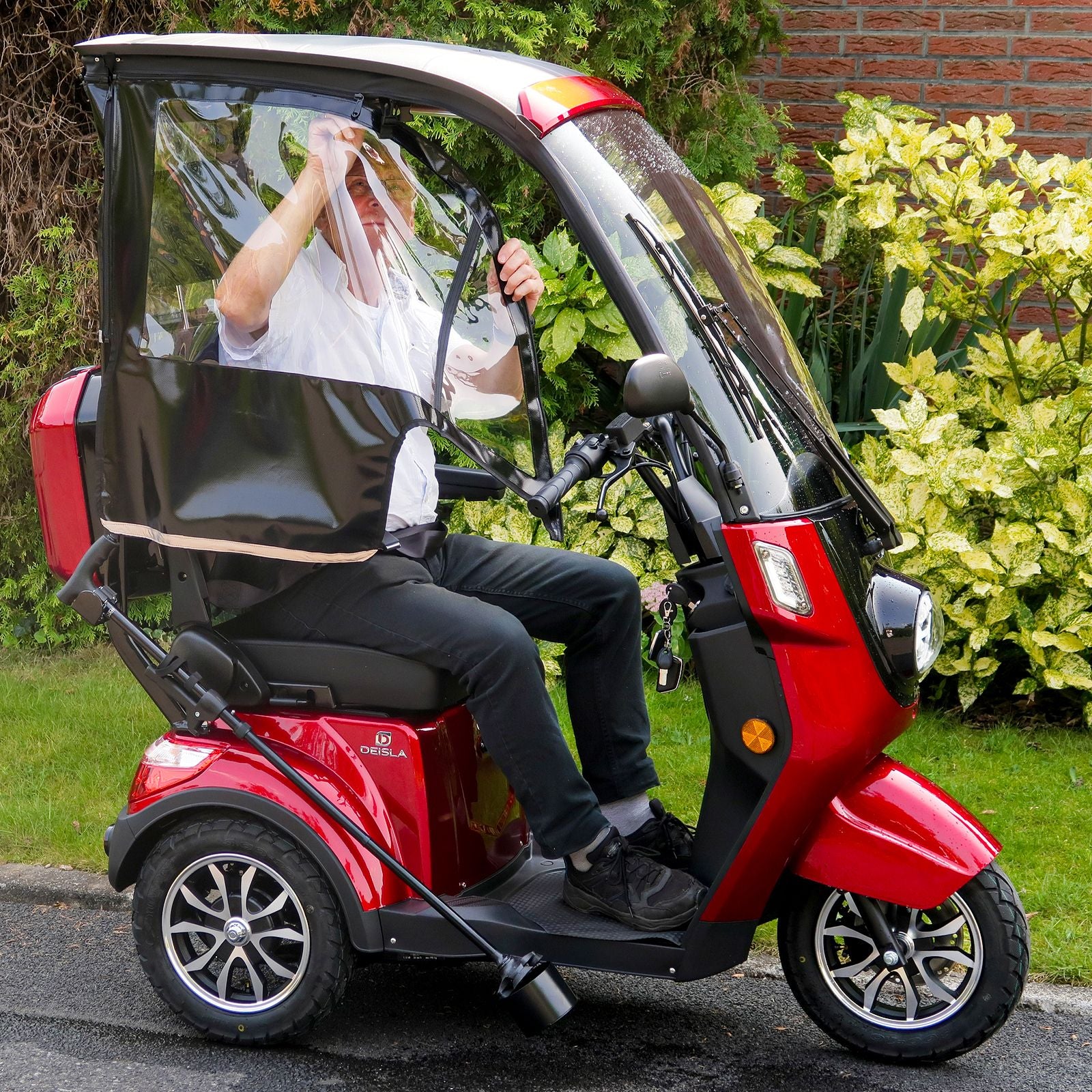 Deisla, Dreirad DS3-25 mit Dach und Wetterschutz, Lithium-Akku, Rot, 25 km/h Deisla, Dreirad DS3-25 mit Dach und Wetterschutz, Lithium-Akku, Rot, 25 km/h